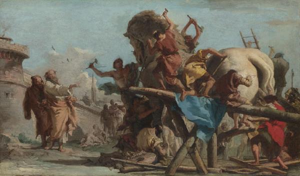 Giovanni Domenico Tiepolo Building of the Troyan Horse oil painting picture